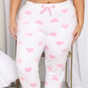 womens hearts and kisses plush pj joggers in plus size